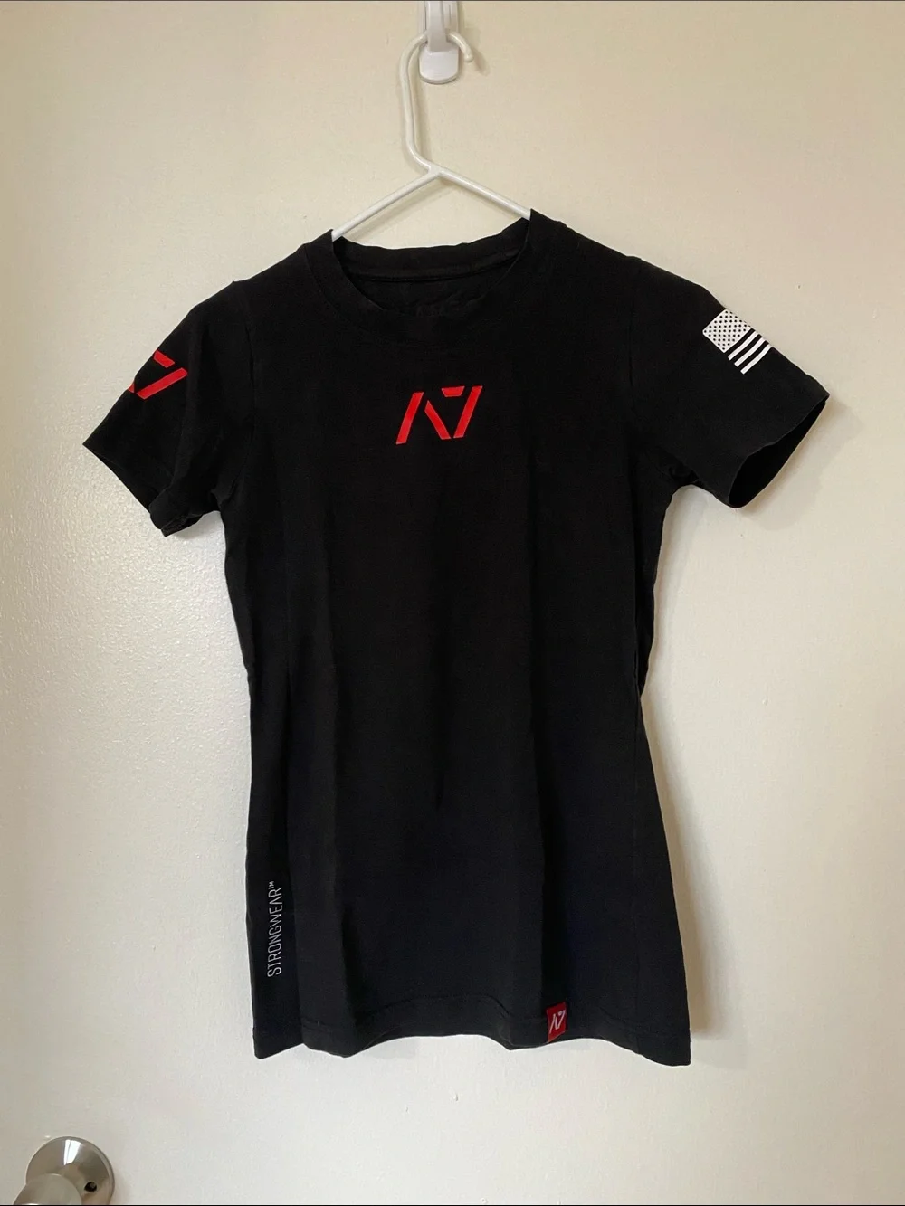 A7 Demand Greatness Meet T-Shirt Black Red in Womens Size Small | American Flag - Picture 1 of 4